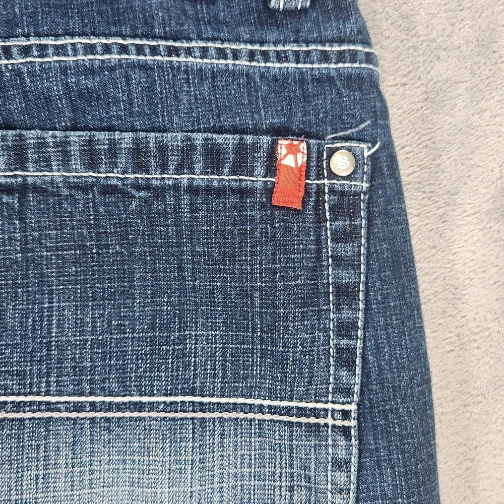 Southpole Shorts Mens 28 Red Tab Y2K Blue Denim Faded Bermuda Baggy